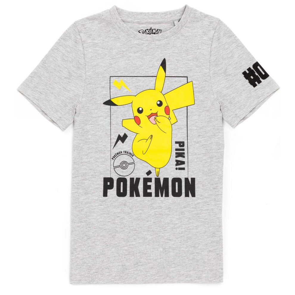(9-10 Years, Grey) Pokemon Childrens/Kids Pikachu T-Shirt