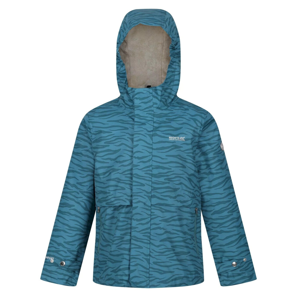 (11-12 Years, Dragonfly) Regatta Childrens/Kids Bambee Zebra Print Waterproof Jacket