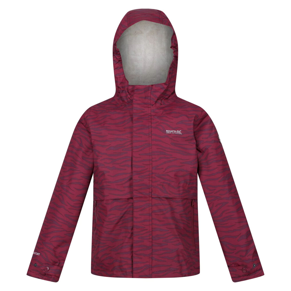 (11-12 Years, Dark Pimento) Regatta Childrens/Kids Bambee Zebra Print Waterproof Jacket
