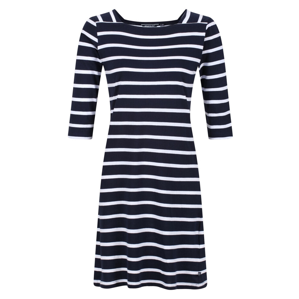 (12 UK, Navy/White) Regatta Womens/Ladies Paislee Stripe Casual Dress