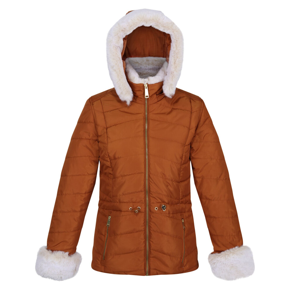 (16 UK, Copper Almond) Regatta Womens/Ladies Willabella Faux Fur Trim Jacket