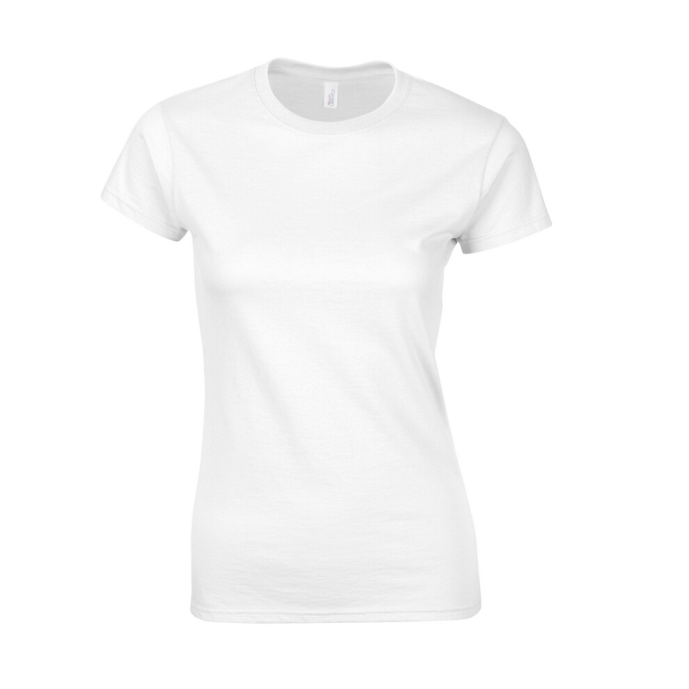 (10 UK, White) Gildan Womens/Ladies Ringspun Cotton Soft Touch Fitted T-Shirt