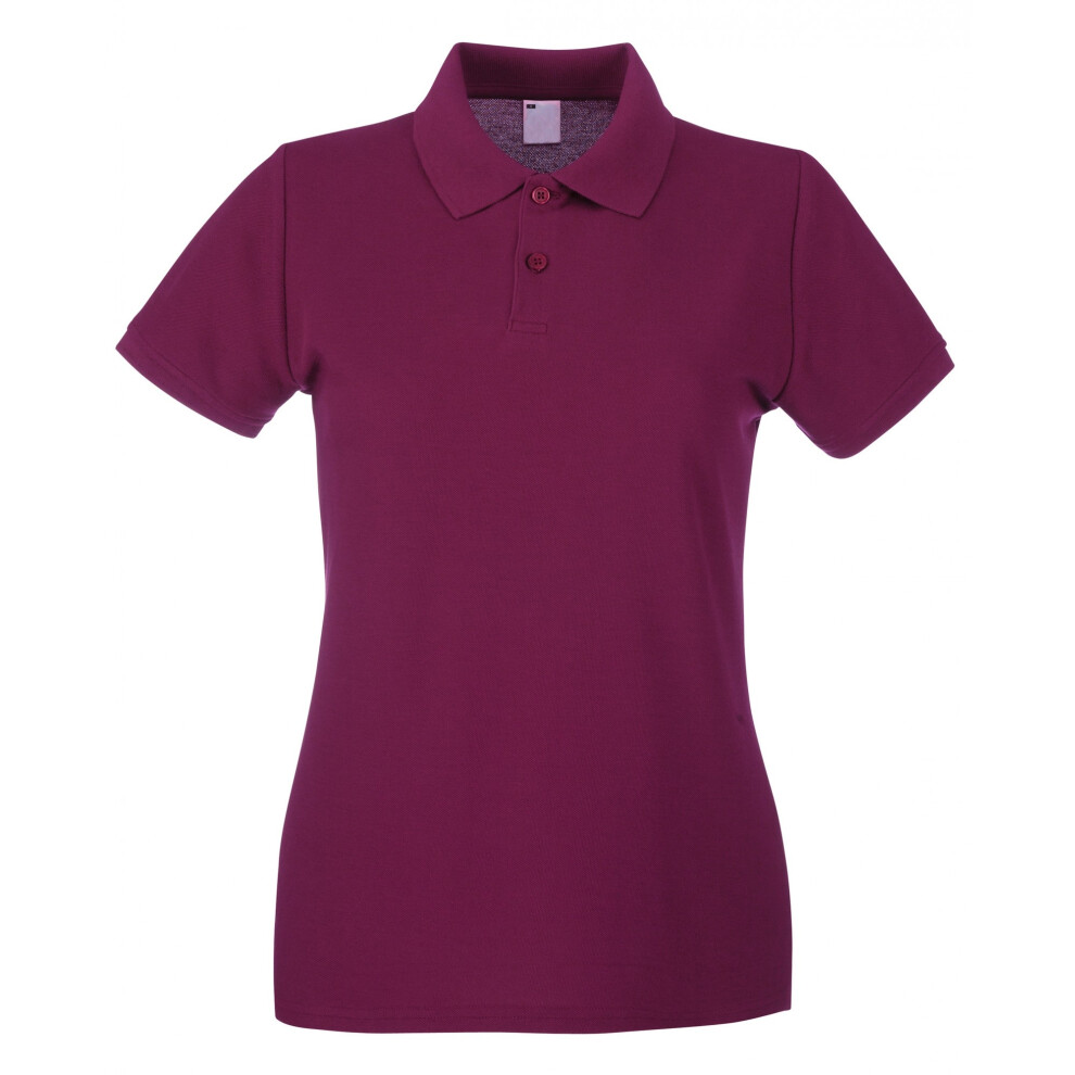 (2XL, Oxblood) Womens/Ladies Fitted Short Sleeve Casual Polo Shirt
