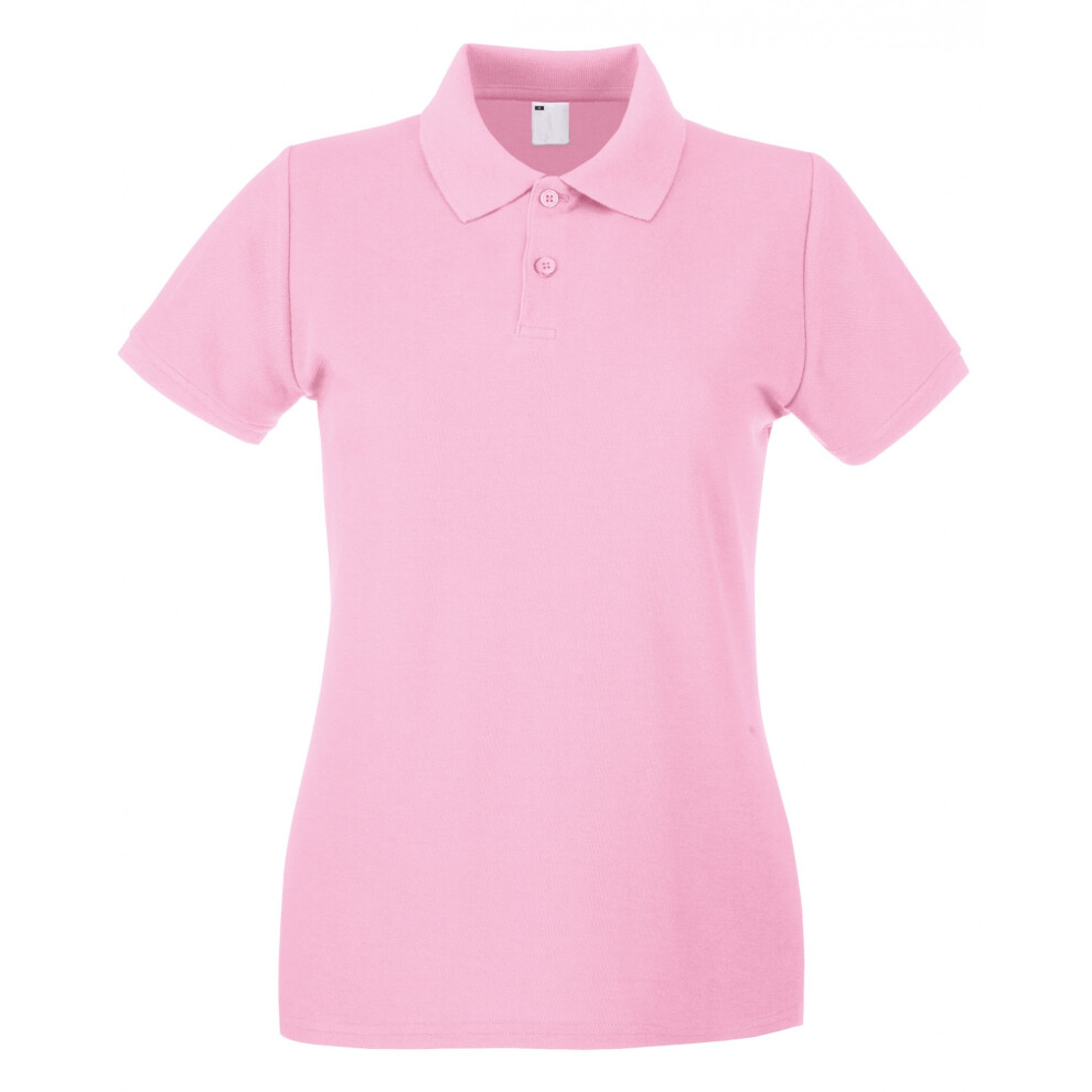 (X Large, Baby Pink) Womens/Ladies Fitted Short Sleeve Casual Polo Shirt