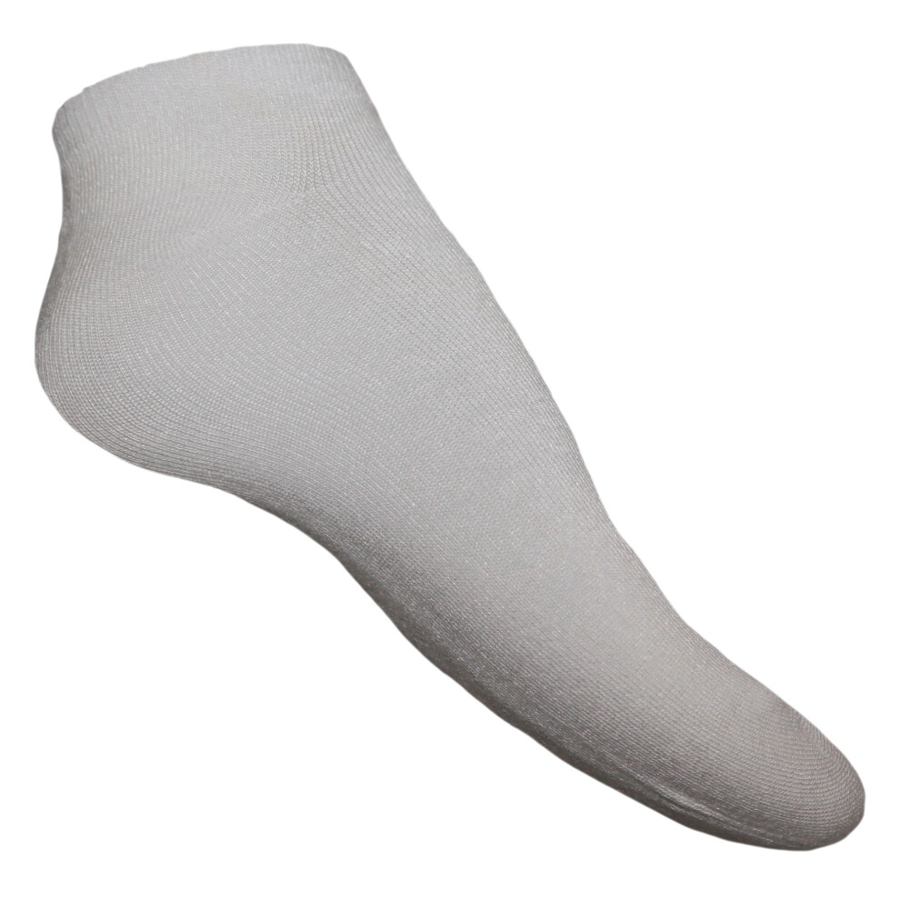 (UK 4-8, White) Panda Stick Womens/Ladies Bamboo Trainer Liner Socks (Pack Of 3)