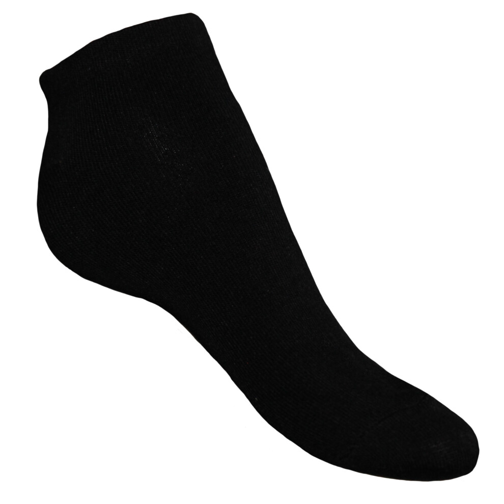 (UK 4-8, Black) Panda Stick Womens/Ladies Bamboo Trainer Liner Socks (Pack Of 3)