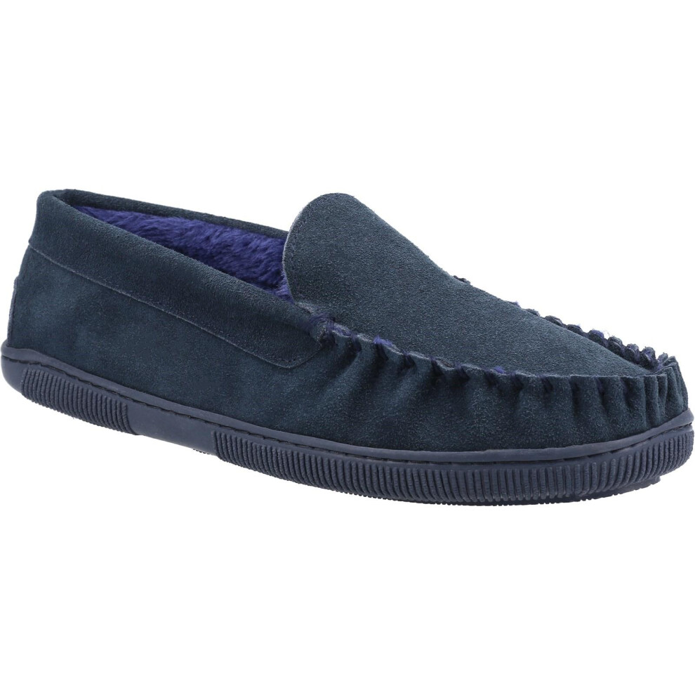 (10 UK, Navy) Cotswold Mens Sodbury Suede Moccasin Slippers