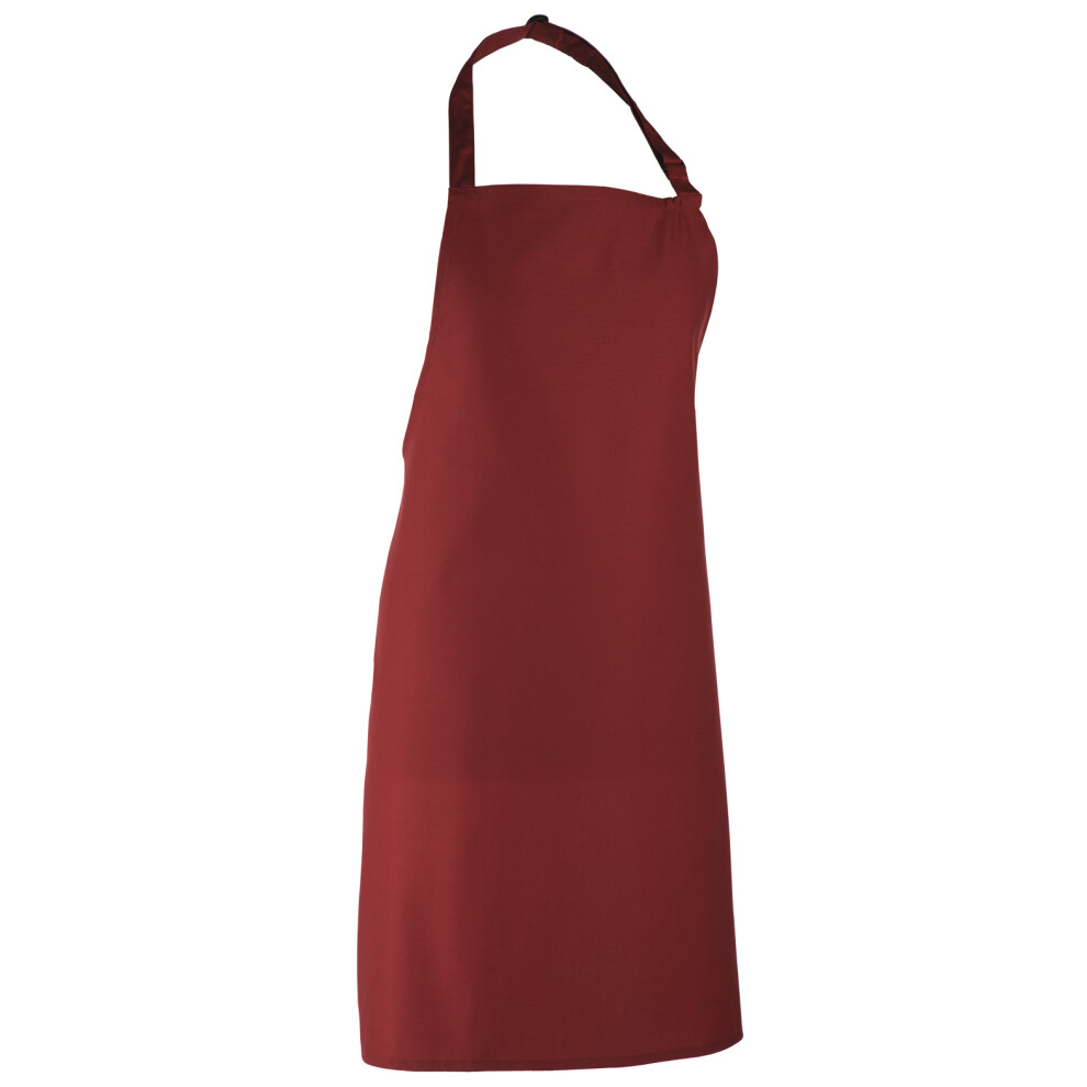 (One Size, Burgundy) Premier Colours Bib Apron / Workwear