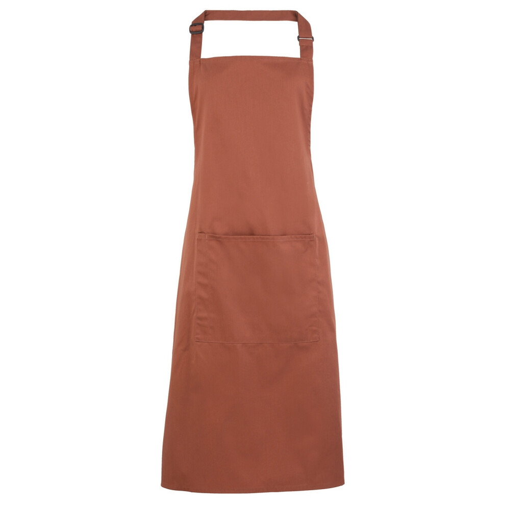 (One Size, Chestnut) Premier Ladies/Womens Colours Bip Apron With Pocket / Workwear (Pack of 2)