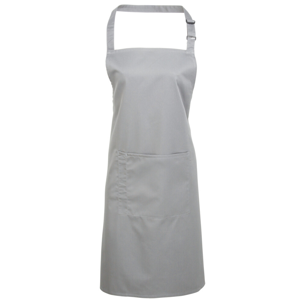 (One Size, Silver) Premier Ladies/Womens Colours Bip Apron With Pocket / Workwear (Pack of 2)