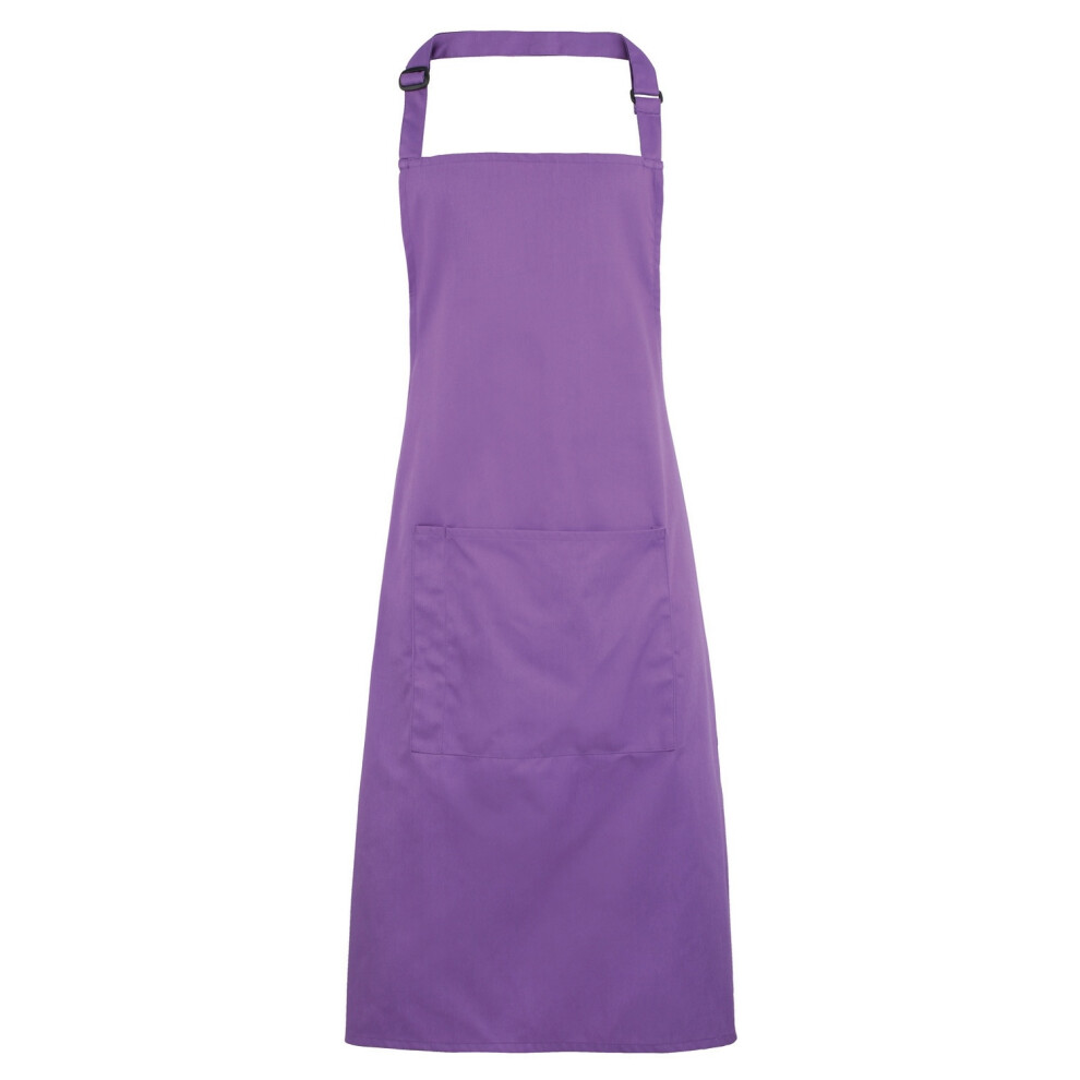 (One Size, Rich Violet) Premier Ladies/Womens Colours Bip Apron With Pocket / Workwear (Pack of 2)