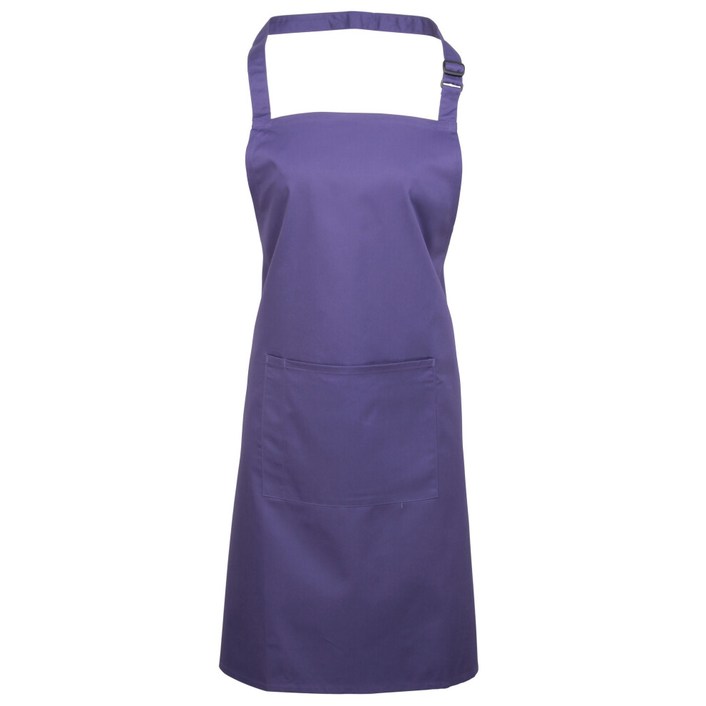 (One Size, Purple) Premier Ladies/Womens Colours Bip Apron With Pocket / Workwear (Pack of 2)