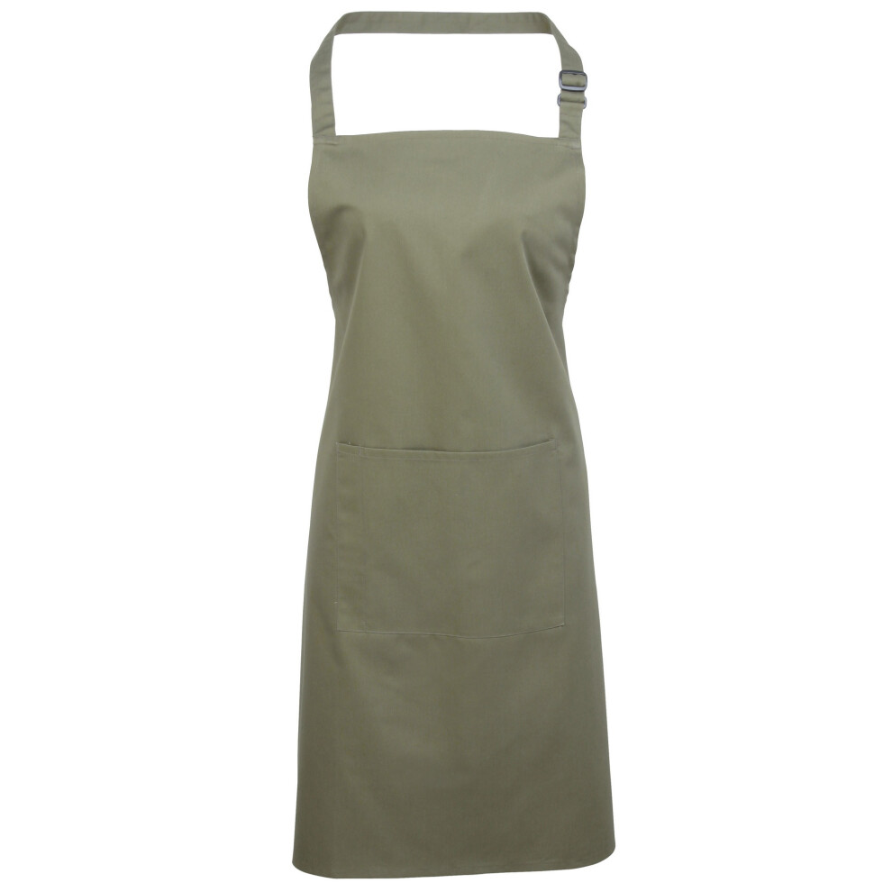 (One Size, Sage) Premier Ladies/Womens Colours Bip Apron With Pocket / Workwear (Pack of 2)