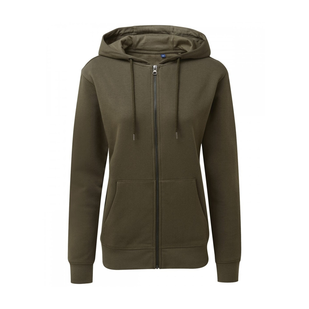 (14 UK, Olive) Asquith & Fox Womens/Ladies Zip-Through Organic Hoodie