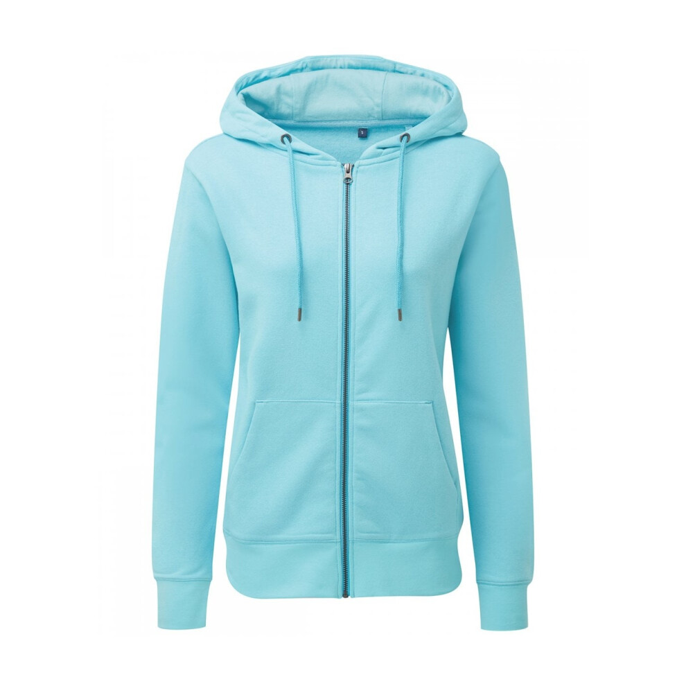 (XS, Bright Ocean) Asquith & Fox Womens/Ladies Zip-Through Organic Hoodie