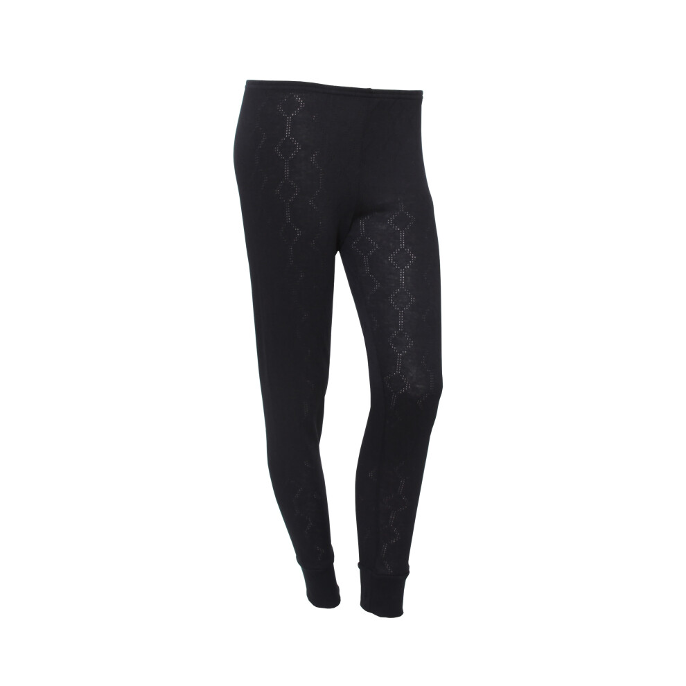 (Hip Fit: 30-32inch (8-10), Black) FLOSO Ladies/Womens Thermal Underwear Long Jane (Viscose Premium Range)