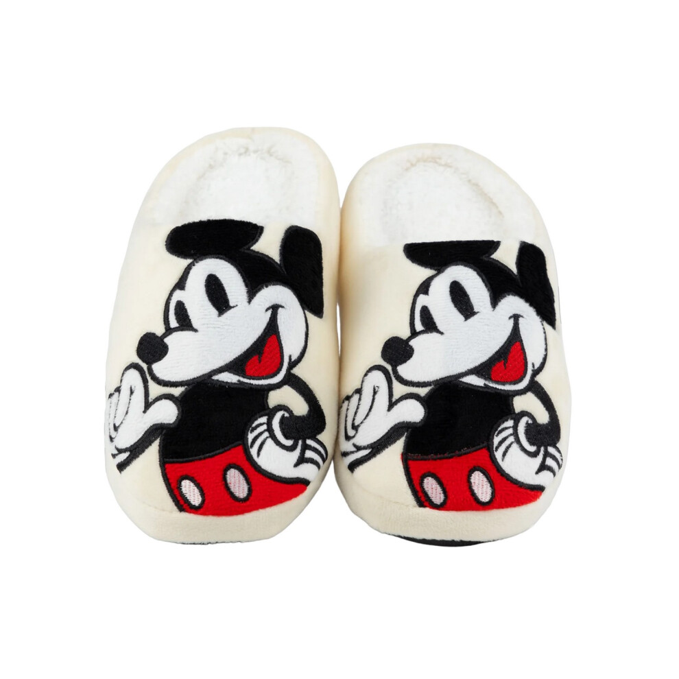 (5 UK-6 UK, White/Black) Disney Womens/Ladies Mickey Mouse Slippers