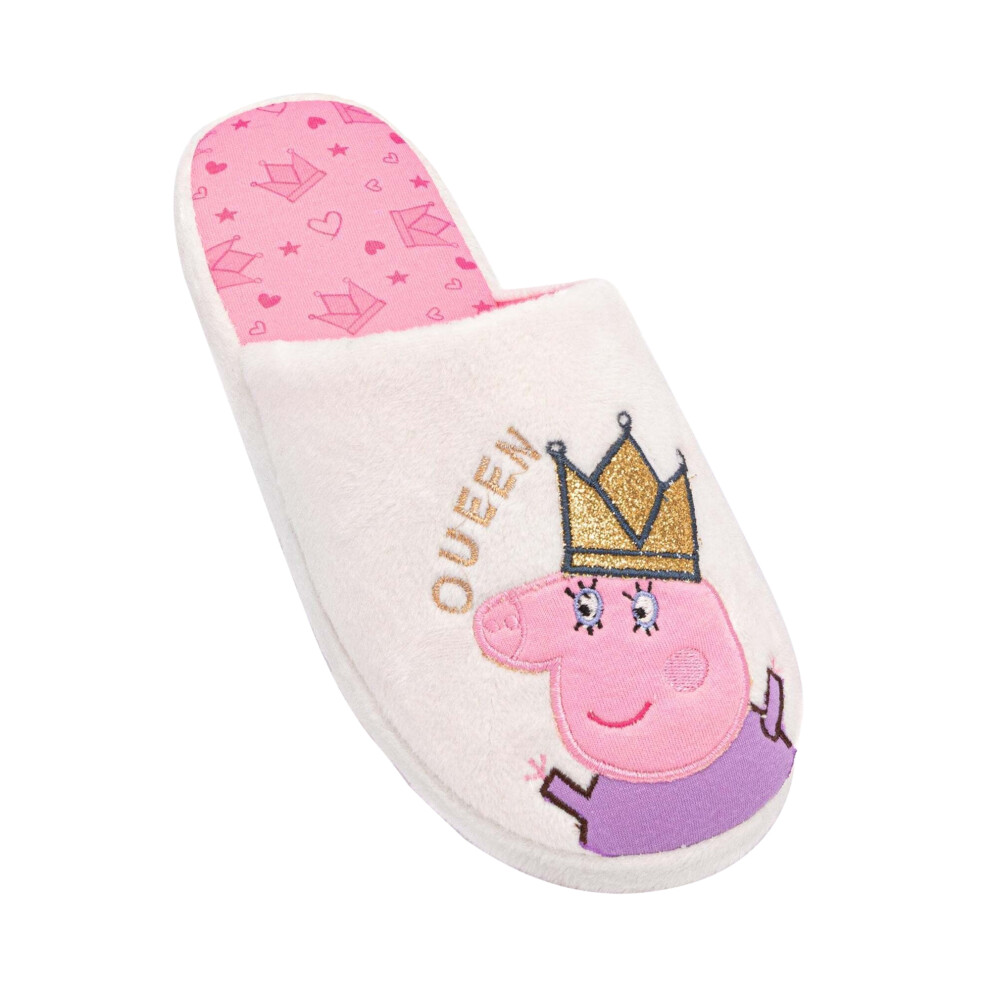 (3 UK-4 UK, Cream/Pink/Purple) Peppa Pig Womens/Ladies Queen Mummy Pig Slippers