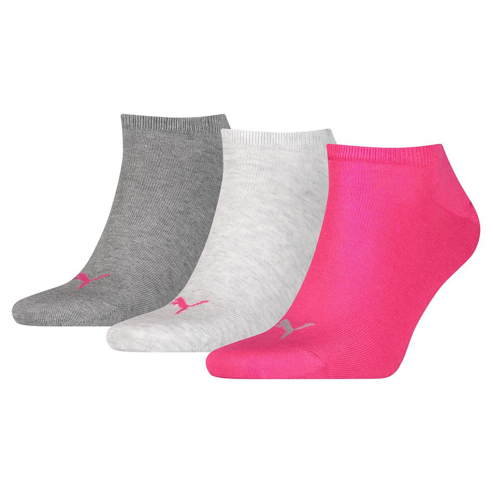 (2.5 UK-5 UK, Pink/Grey/Charcoal Grey) Puma Unisex Adult Invisible Socks (Pack of 3)