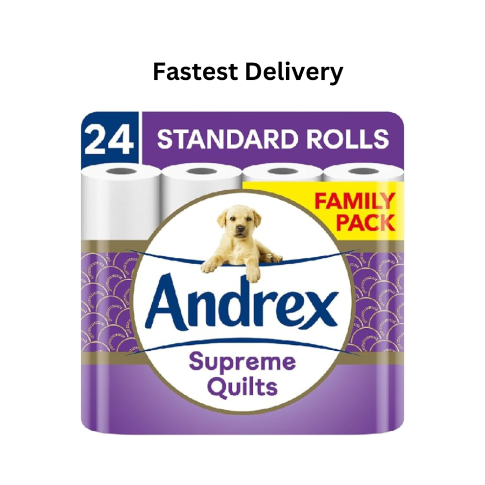 Andrex Supreme Quilts Quilted Toilet Paper Toilet Roll Pack 25% Thicker Than Before to Provide Ultimate Quilted Comfort with Unique Air Pocket Texture