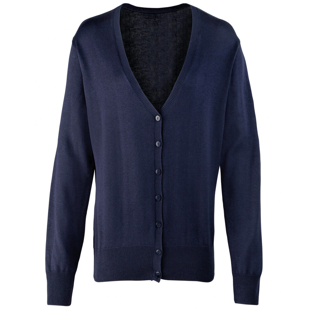 (24 UK, Navy) Premier Womens/Ladies Cotton Acrylic V Neck Cardigan