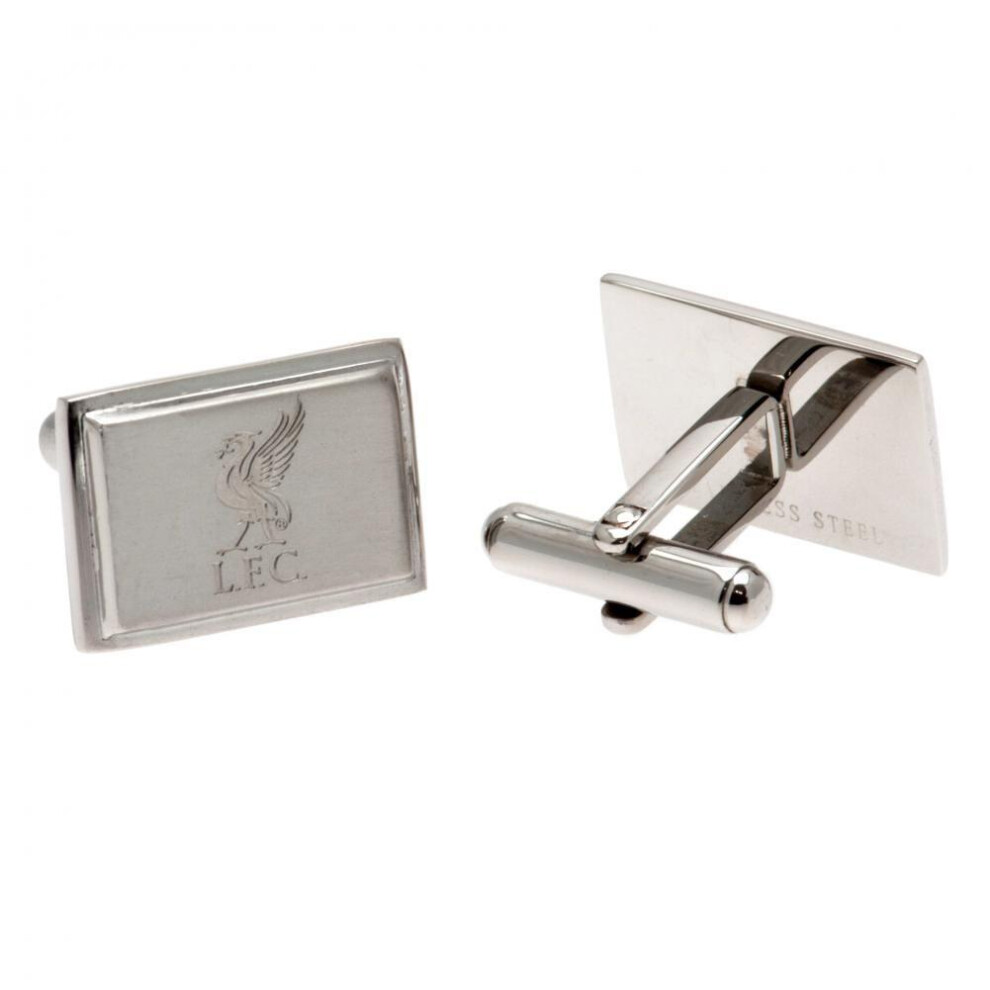 Liverpool Fc Stainless Steel Rectangular Cufflinks Silver