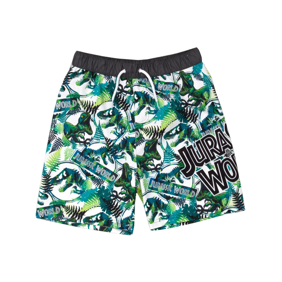 (8-9 Years, Green) Jurassic World Boys Dinosaur Swim Shorts