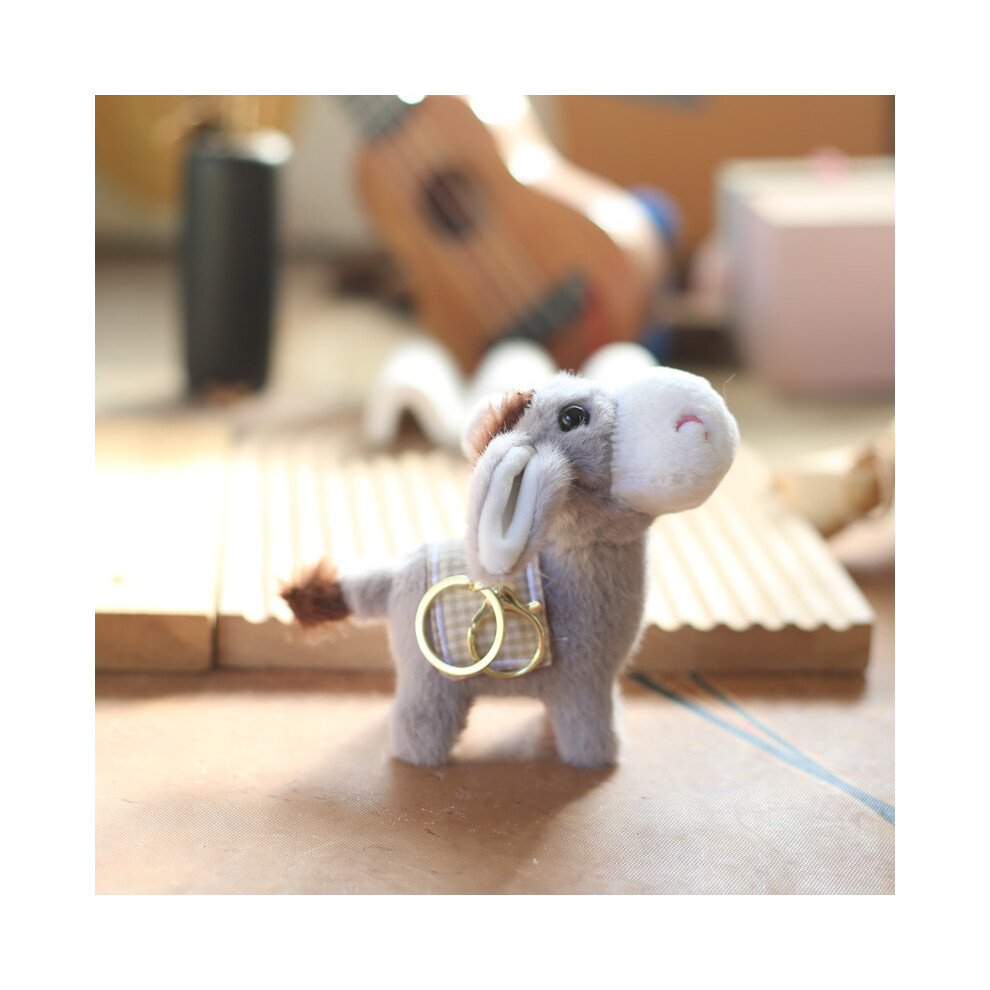 (Gray) Plush Donkey Keychain Adorable Stuffed Animal Soft Pp Cotton Cute Bag Charm 12cm