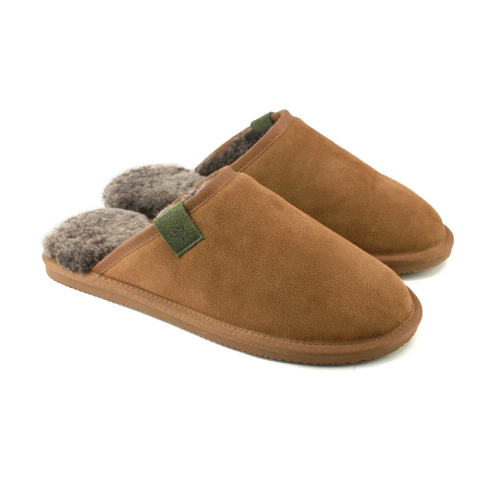 (11 UK, Chestnut) Eastern Counties Leather Mens Tipped Sheepskin Slippers