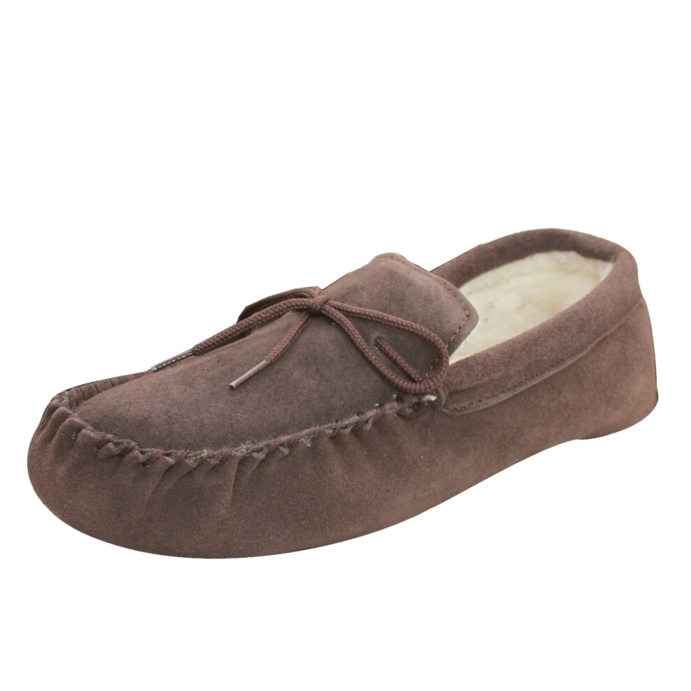 (3 UK, Chocolate) Eastern Counties Leather Unisex Wool-blend Soft Sole Moccasins