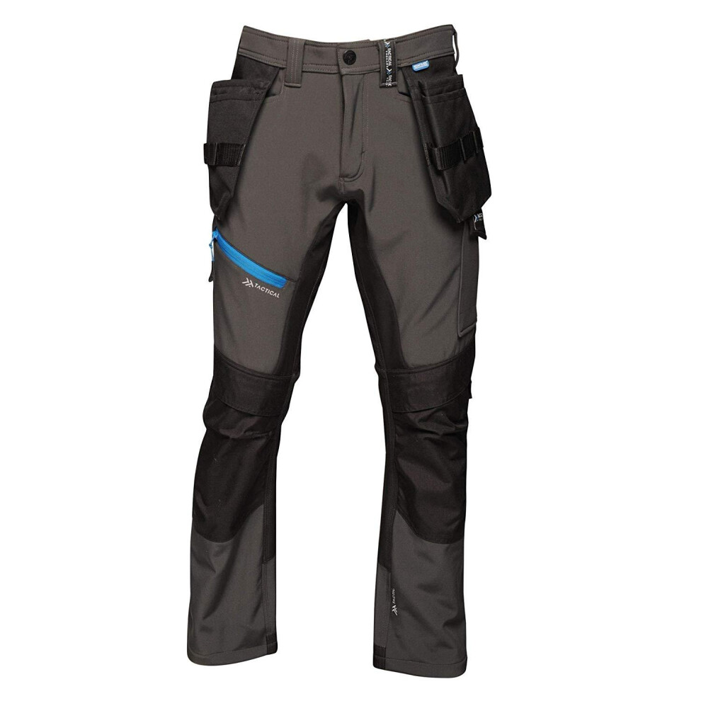 (40R, Ash) Regatta Mens Strategic Softshell Work Trousers