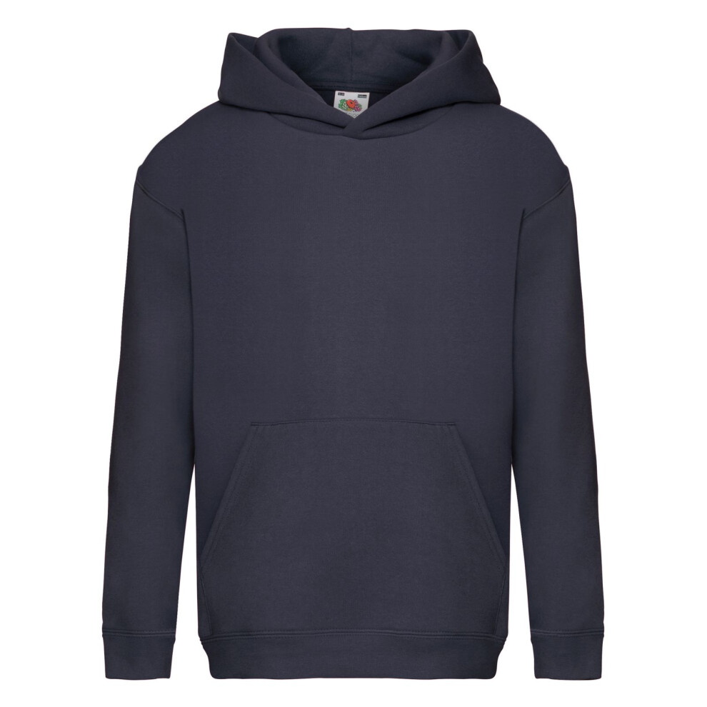 (14-15 Years, Deep Navy) Fruit Of The Loom Kids Unisex Premium 70/30 Hooded Sweatshirt / Hoodie