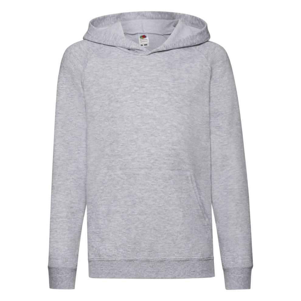 (14-15, Heather Grey) Fruit Of The Loom Childrens Unisex Lightweight Hooded Sweatshirt / Hoodie