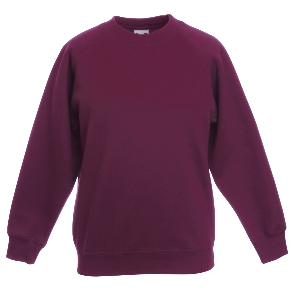 (14-15, Burgundy) Fruit Of The Loom Childrens Unisex Raglan Sleeve Sweatshirt (Pack of 2)