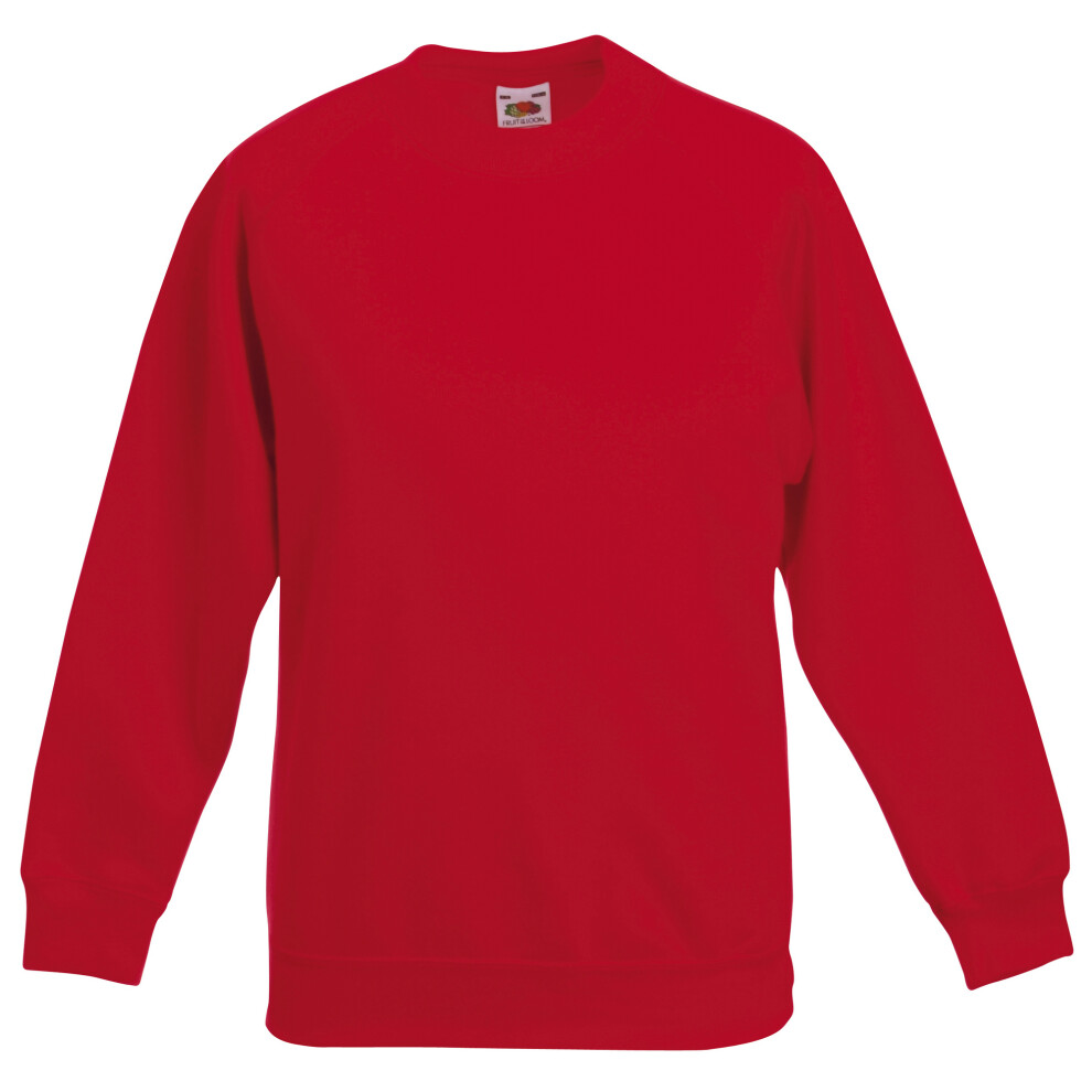 (14-15, Red) Fruit Of The Loom Childrens Unisex Raglan Sleeve Sweatshirt (Pack of 2)