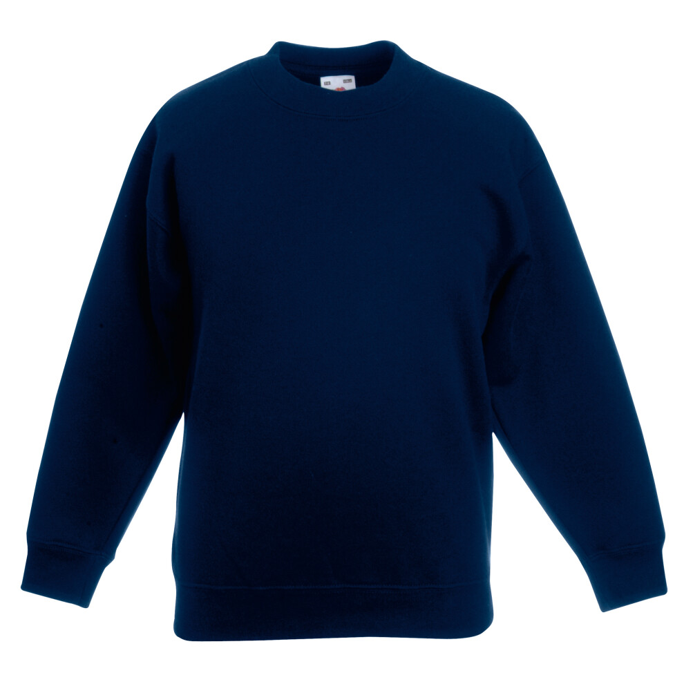 (12-13, Deep Navy) Fruit Of The Loom Kids Unisex Classic 80/20 Set-In Sweatshirt