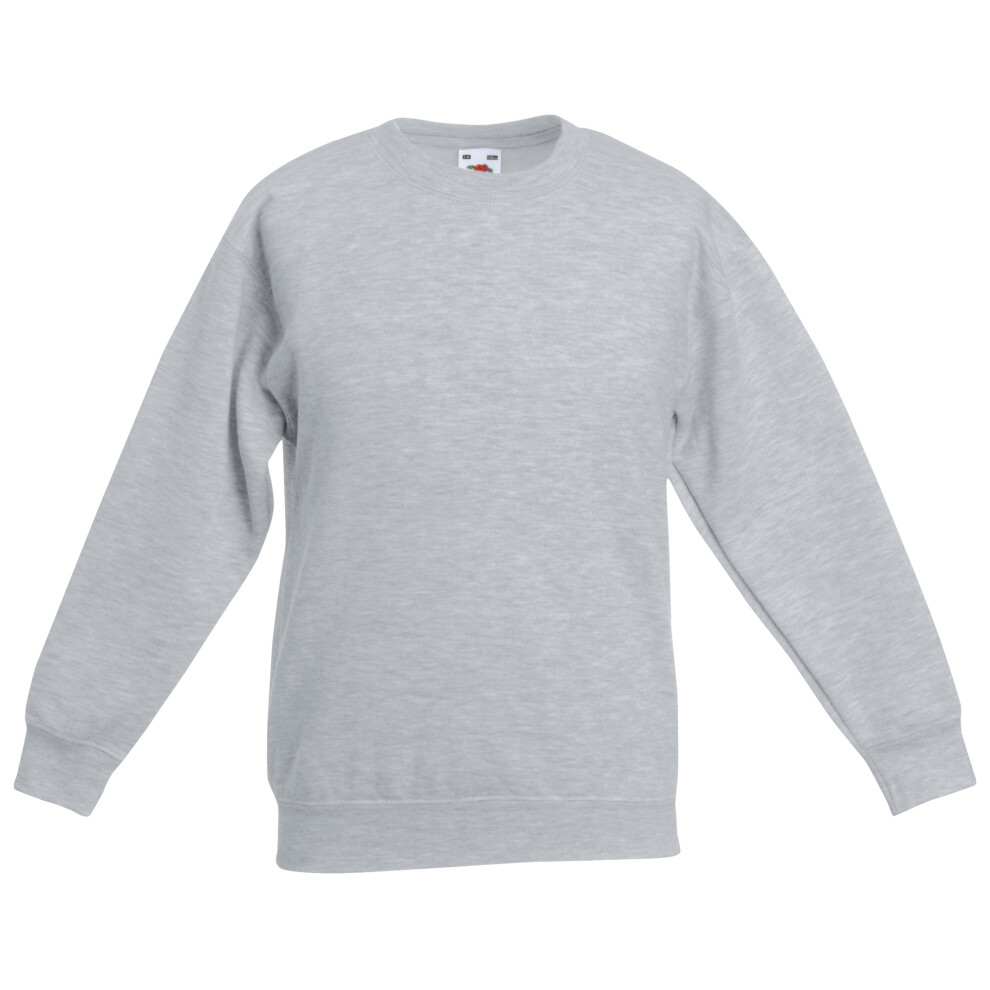 (3-4, Heather Grey) Fruit Of The Loom Kids Unisex Classic 80/20 Set-In Sweatshirt