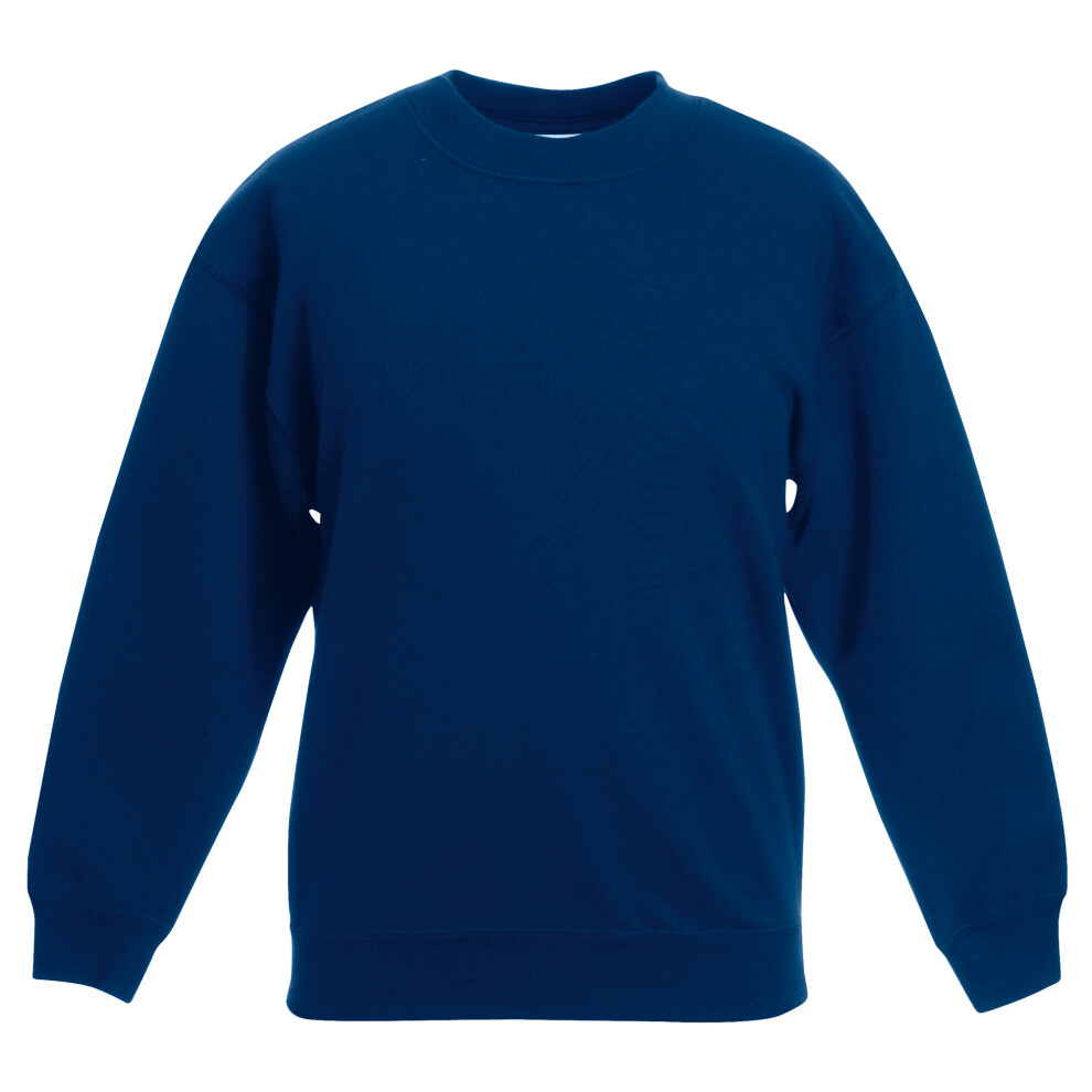 (5-6, Navy) Fruit Of The Loom Kids Unisex Classic 80/20 Set-In Sweatshirt