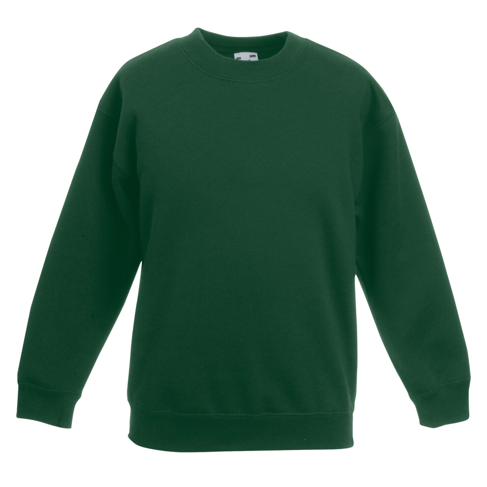 (14-15, Bottle Green) Fruit Of The Loom Kids Unisex Classic 80/20 Set-In Sweatshirt