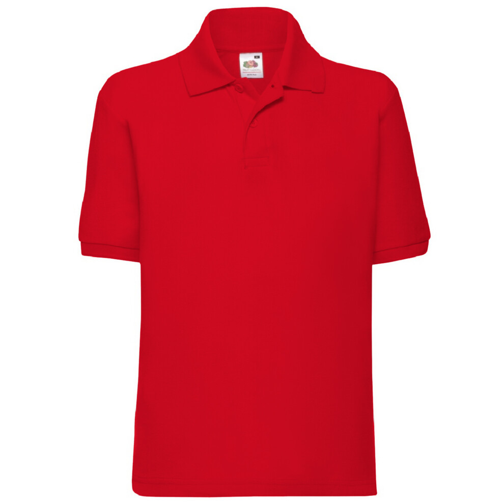 (14-15, Red) Fruit Of The Loom Childrens/Kids Unisex 65/35 Pique Polo Shirt