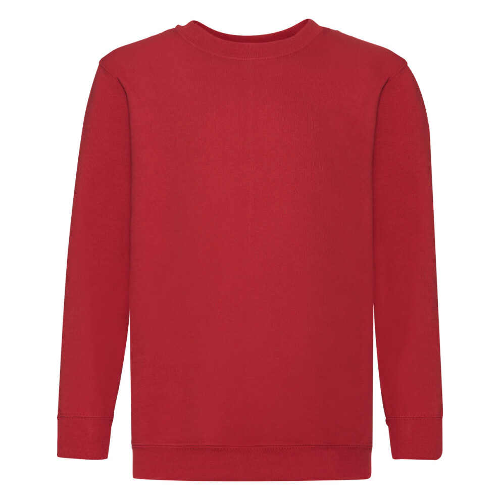 (12-13, Red) Fruit Of The Loom Childrens Unisex Set In Sleeve Sweatshirt