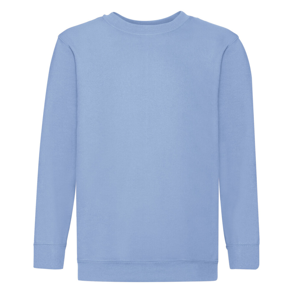 (14-15, Sky Blue) Fruit Of The Loom Childrens Unisex Set In Sleeve Sweatshirt