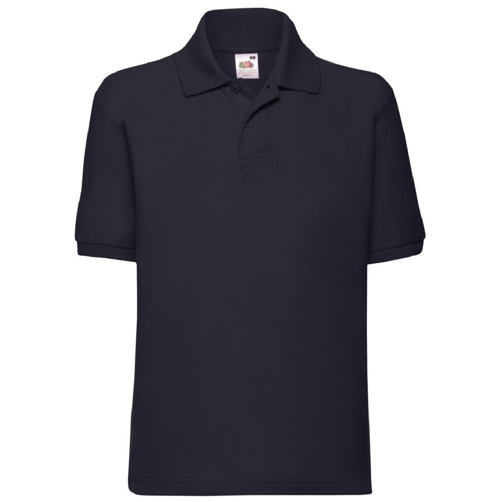 (14-15, Deep Navy) Fruit Of The Loom Childrens/Kids Unisex 65/35 Pique Polo Shirt (Pack of 2)