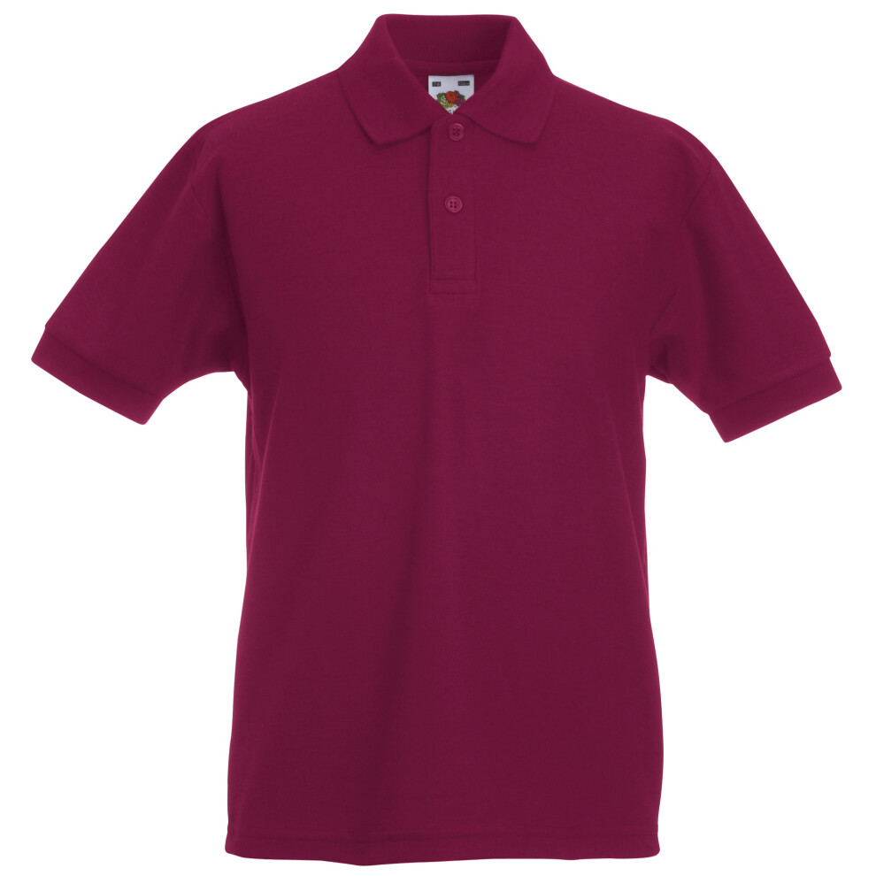 (5-6, Burgundy) Fruit Of The Loom Childrens/Kids Unisex 65/35 Pique Polo Shirt