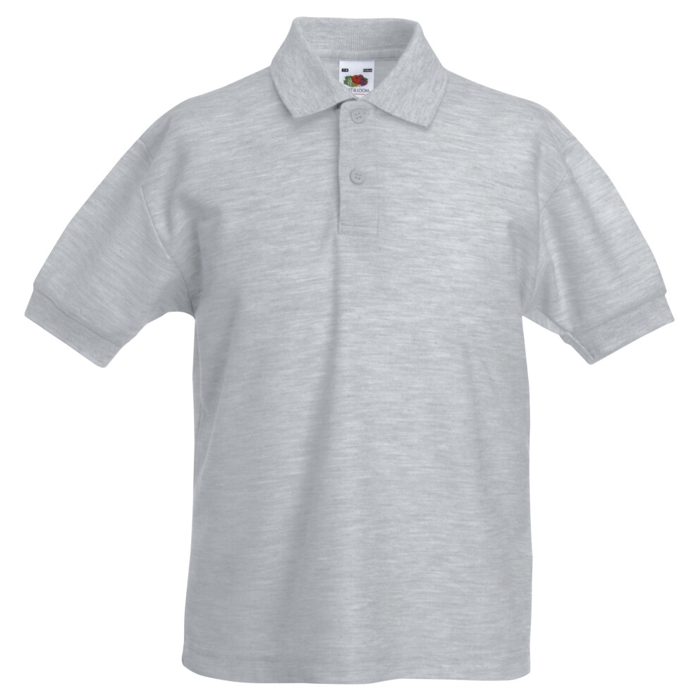 (3-4, Heather Grey) Fruit Of The Loom Childrens/Kids Unisex 65/35 Pique Polo Shirt (Pack of 2)