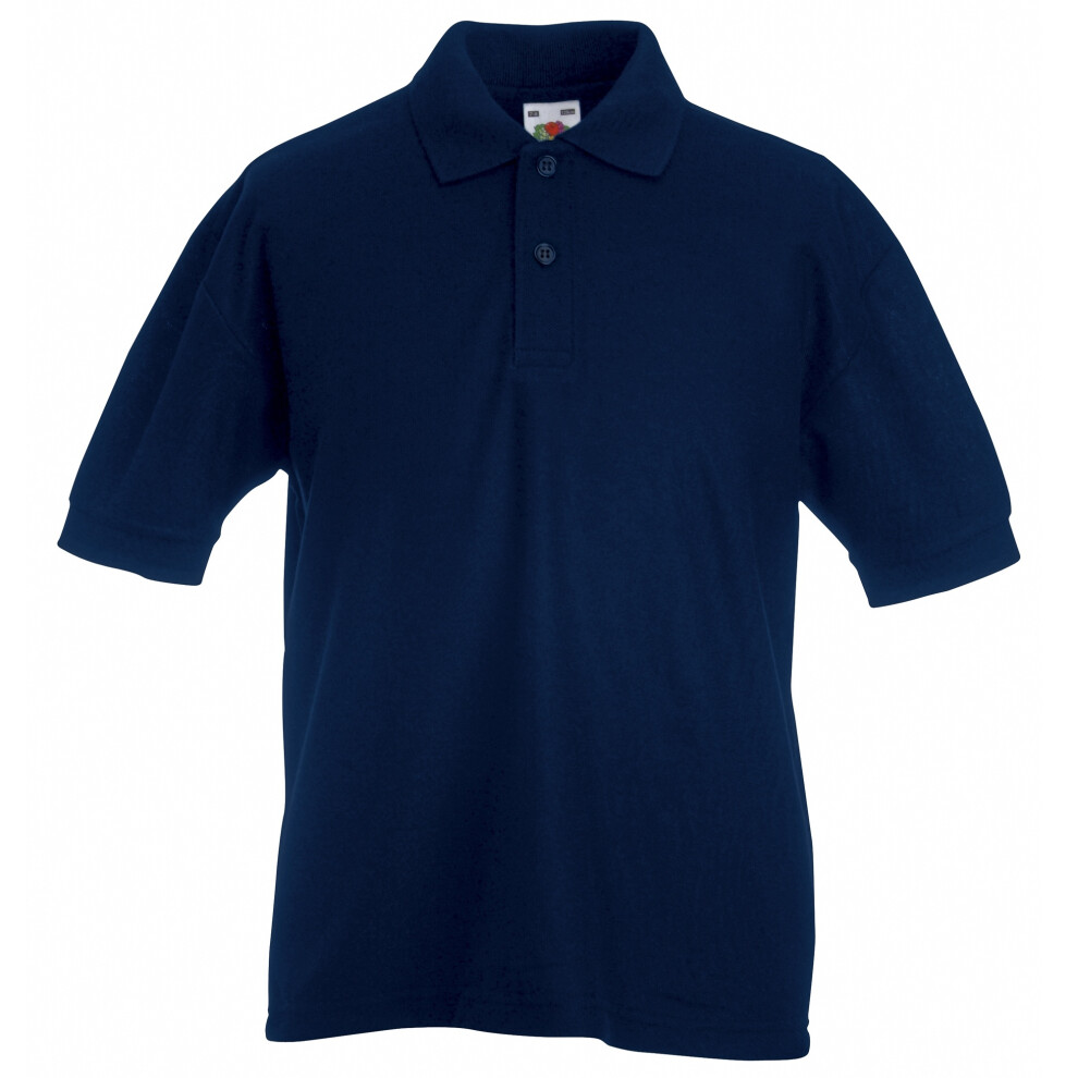 (14-15, Deep Navy) Fruit Of The Loom Childrens/Kids Unisex 65/35 Pique Polo Shirt