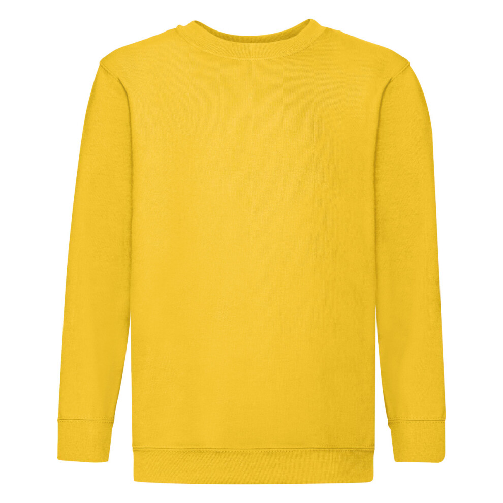 (3-4, Sunflower) Fruit Of The Loom Childrens Unisex Set In Sleeve Sweatshirt