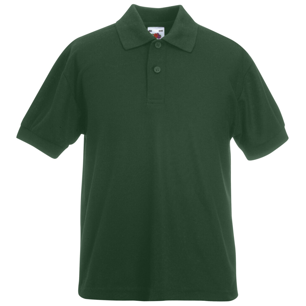 (14-15, Bottle Green) Fruit Of The Loom Childrens/Kids Unisex 65/35 Pique Polo Shirt (Pack of 2)