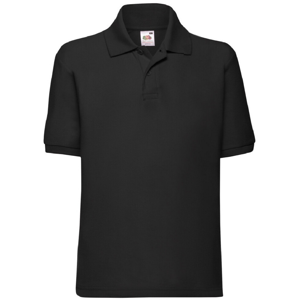 (14-15, Black) Fruit Of The Loom Childrens/Kids Unisex 65/35 Pique Polo Shirt (Pack of 2)