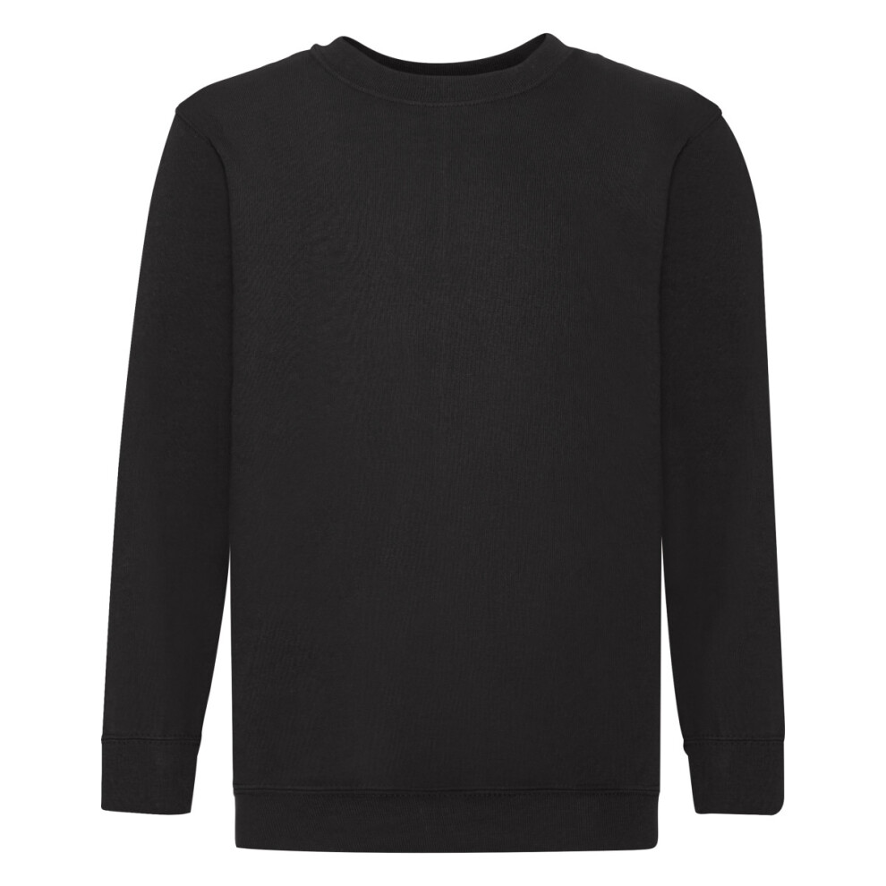 (12-13, Black) Fruit Of The Loom Childrens Unisex Set In Sleeve Sweatshirt